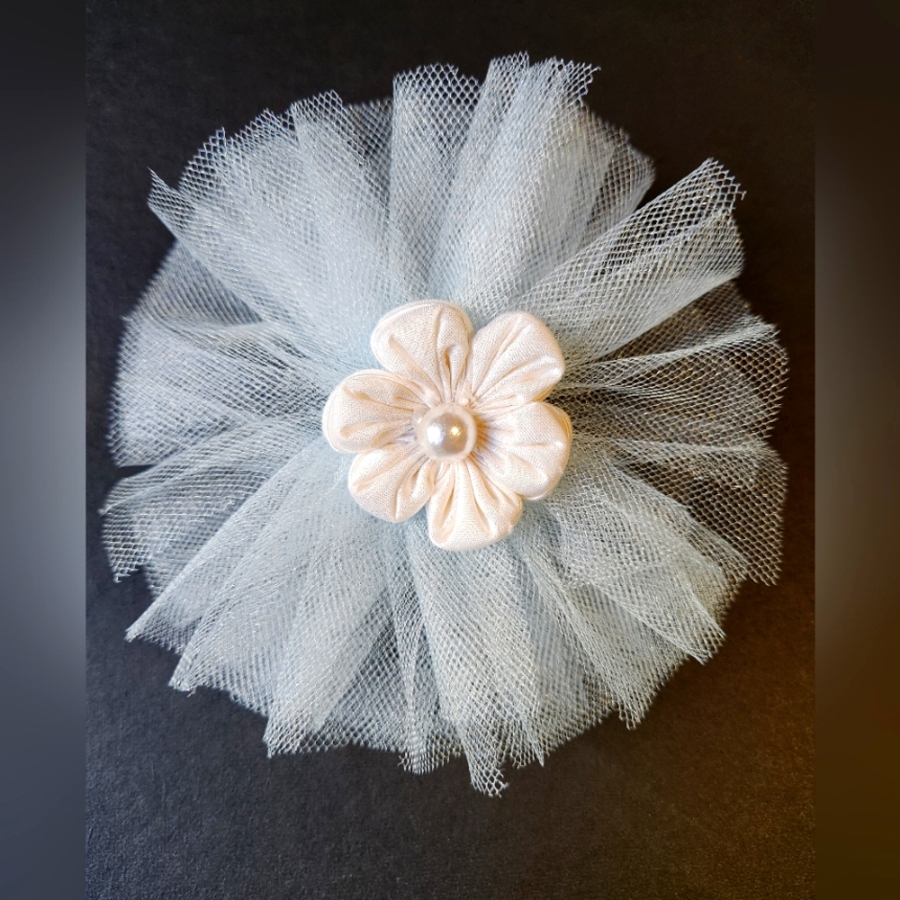 Flower & Tulle Hair Clip Barrette